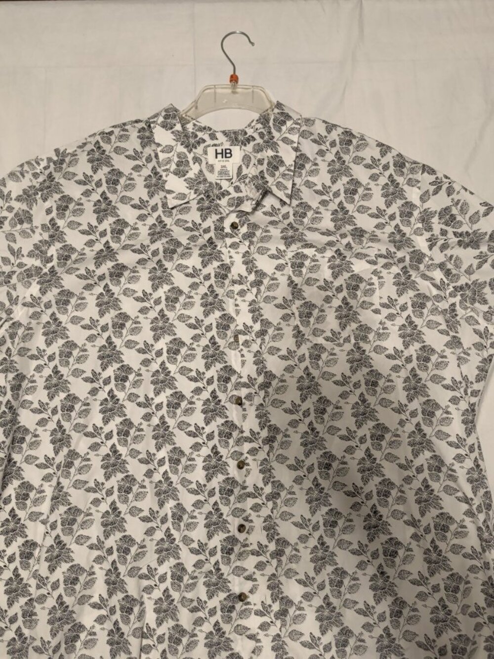 Harbor Bay Floral Button-Down Blouse White Gray — Women's 3XL